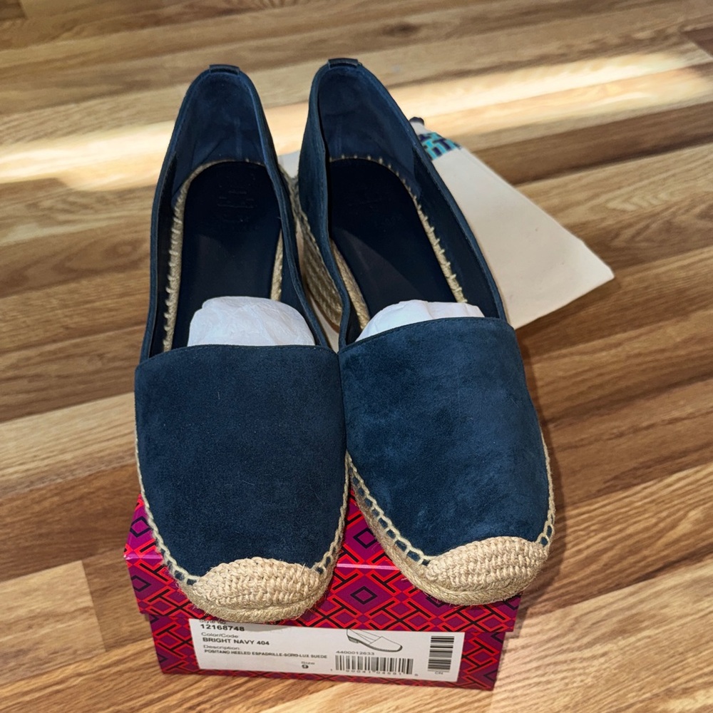 Tory Burch Navy Heeled Espadrille